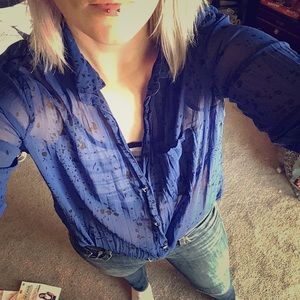 See-through button down blouse